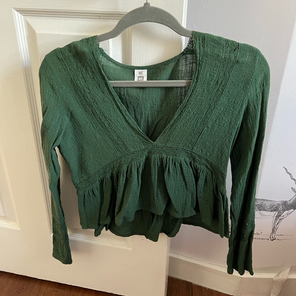 Me to We Forest Green V-Neck Blouse